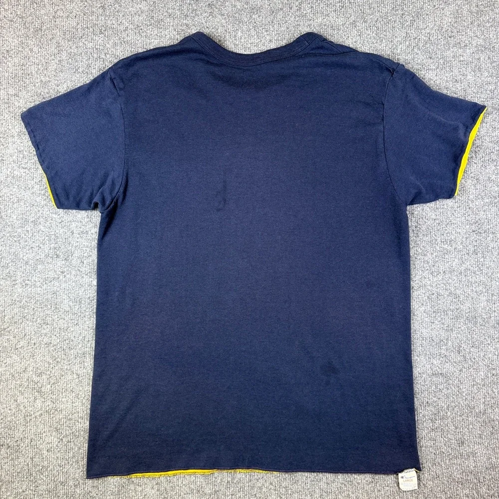 Vintage Champion Double Face T Shirt Mens L Reversible Phys Ed Made in USA 80s - Picture 2 of 11